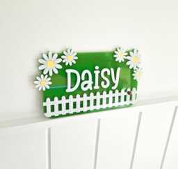 Custom Name Bedroom Door Sign Plaque/Personalised Floral - thumbnail 1