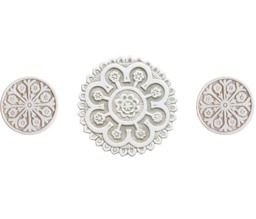 Handmade Suzani Ceramic Tile Wall Art, Floral Medallion Decor - Set Of 3