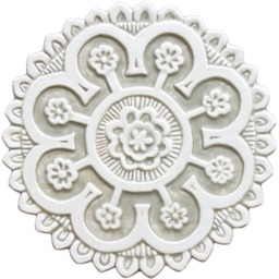 Handmade Suzani Ceramic Tile Wall Art, Floral Medallion Decor - Set Of 3 - thumbnail 2