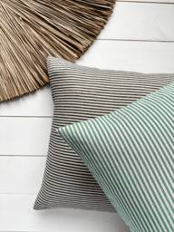 Striped Linen Pillow Case in Charming Blue, Green, Red & Black/Cushion Cover Various Stripes/Decorative Sham/F - thumbnail 1