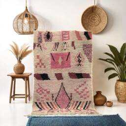 Custom Hand-Knotted Moroccan Boujaad Rug All Wool Berber Rug - thumbnail 2