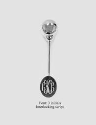 sterling Silver Baby Oval Rattler, Personalize W Monogram - thumbnail 1
