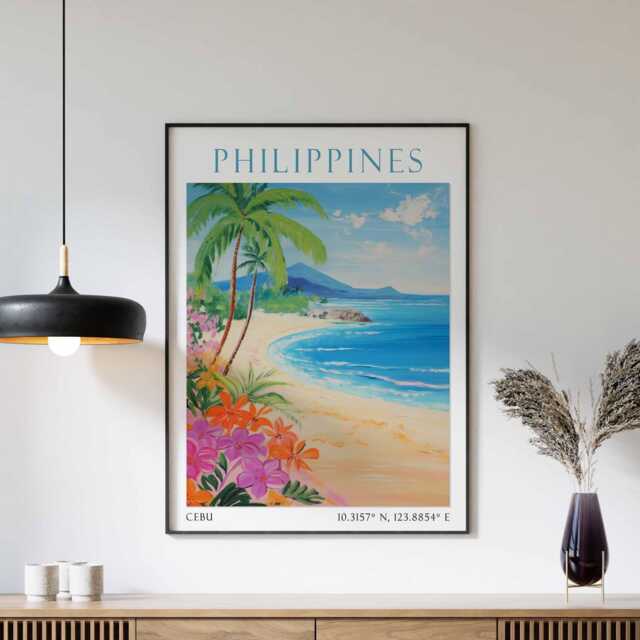 Philippines Travel Print, Poster, Filipino Landscape Southeast Asian Decor, Gift, Vintage Art - image 1
