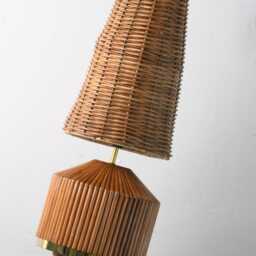 Aliah Rattan Table Lamp, Wicker Shade, Mid-Century Modern Style - thumbnail 2