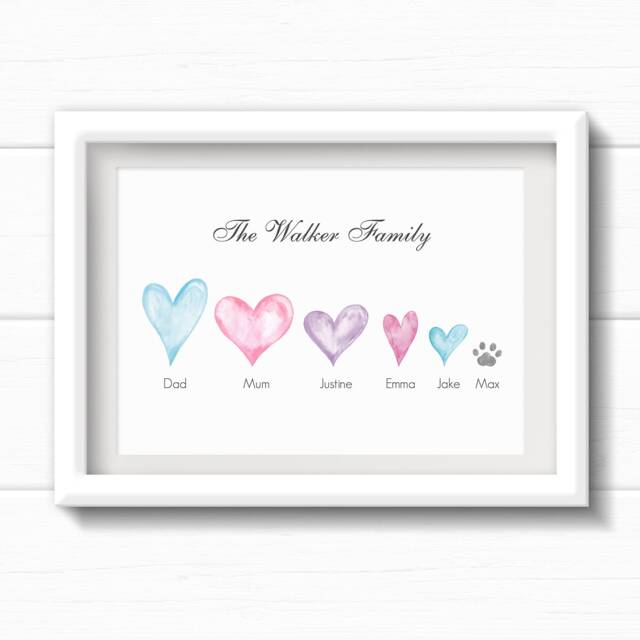 Mother's Day Gift For Grandma, Personalised Family Heart Print, Birthday Mum, Valentine's Mum. Housewarming Gift - image 1