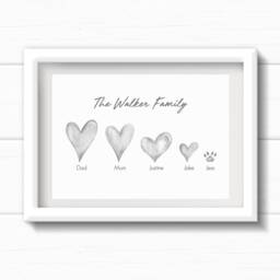 Mother's Day Gift For Grandma, Personalised Family Heart Print, Birthday Mum, Valentine's Mum. Housewarming Gift - thumbnail 3