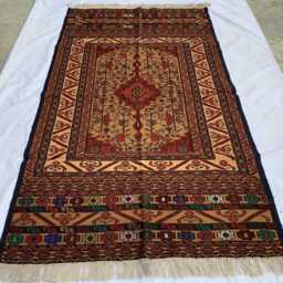 Handwoven Turkmen Wool Kilim Rug 3'10x6'7Ft, Boho Living Room Accent - thumbnail 4