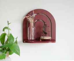 Burgundy Mini Wood Shelf For Plants, Collectibles, Wall Decor Stylish Home - thumbnail 1