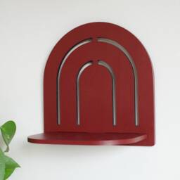 Burgundy Mini Wood Shelf For Plants, Collectibles, Wall Decor Stylish Home - thumbnail 3