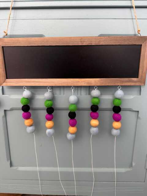 Hanging Photo Display Board - Wooden Frame With Felt Pom Poms Pegs & Magnet Holders For Photos, Memo & Picture - image 1