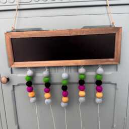 Hanging Photo Display Board - Wooden Frame With Felt Pom Poms Pegs & Magnet Holders For Photos, Memo & Picture - thumbnail 4