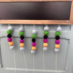 Hanging Photo Display Board - Wooden Frame With Felt Pom Poms Pegs & Magnet Holders For Photos, Memo & Picture - thumbnail 2