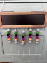 Hanging Photo Display Board - Wooden Frame With Felt Pom Poms Pegs & Magnet Holders For Photos, Memo & Picture