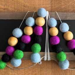Hanging Photo Display Board - Wooden Frame With Felt Pom Poms Pegs & Magnet Holders For Photos, Memo & Picture - thumbnail 3