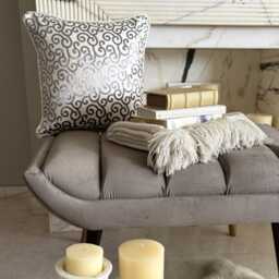 Gray Burnout Velvet, Abstract Pattern, Modern Throw Pillow Cover/Euro Sham - Paloma Scrolls - thumbnail 2