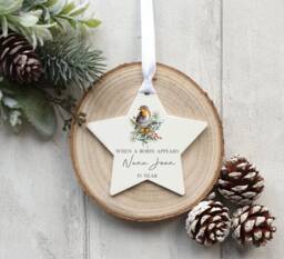 Personalised Memorial Christmas Tree Decoration. in Memory, When Robins Appear, Bauble Gift Stocking Filler Present, Eve Box, , Your Name