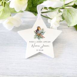 Personalised Memorial Christmas Tree Decoration. in Memory, When Robins Appear, Bauble Gift Stocking Filler Present, Eve Box, , Your Name - thumbnail 2
