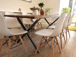 Industrial Cross Leg Dining Table - Raw Steel Pine Top Handmade UK Furniture