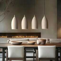 Clean Minimal Light Fixture, Ceramic Pendant Set, Contemporary Dining Spaces, Hardwired/Plug-In - Naaya Rise