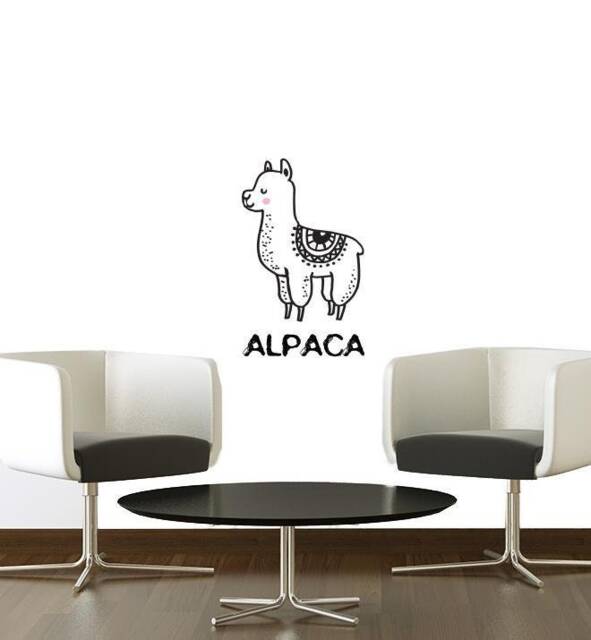 Alpaca Wall Sticker Decal - Kids Stickers, Animals Childrens Decals, Art, Room, Girl, Boy