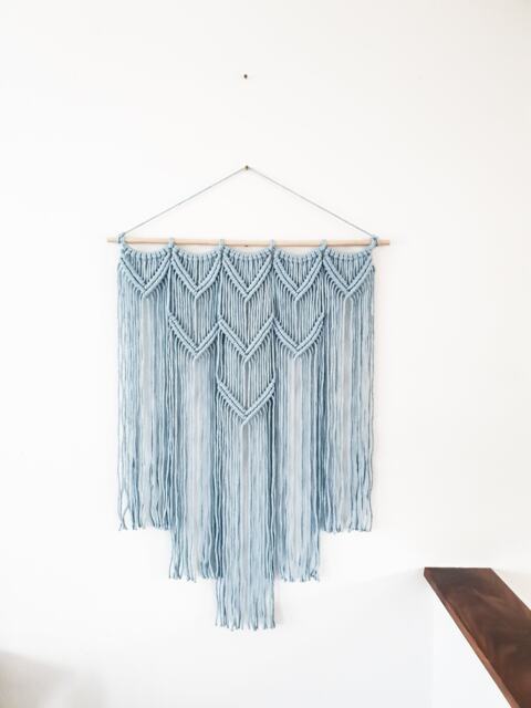 Large Macrame Wall Hanging Light Blue Boho Nursery Decor - image 1