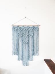 Large Macrame Wall Hanging Light Blue Boho Nursery Decor - thumbnail 1