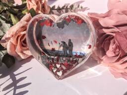 Personalised Heart Snow Globe Photo Frame - Couple Gift Valentine's Romantic Gesture Girlfriend Boyfriend Wife - thumbnail 1
