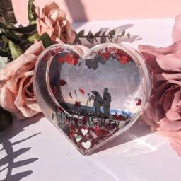 Personalised Heart Snow Globe Photo Frame - Couple Gift Valentine's Romantic Gesture Girlfriend Boyfriend Wife - thumbnail 2