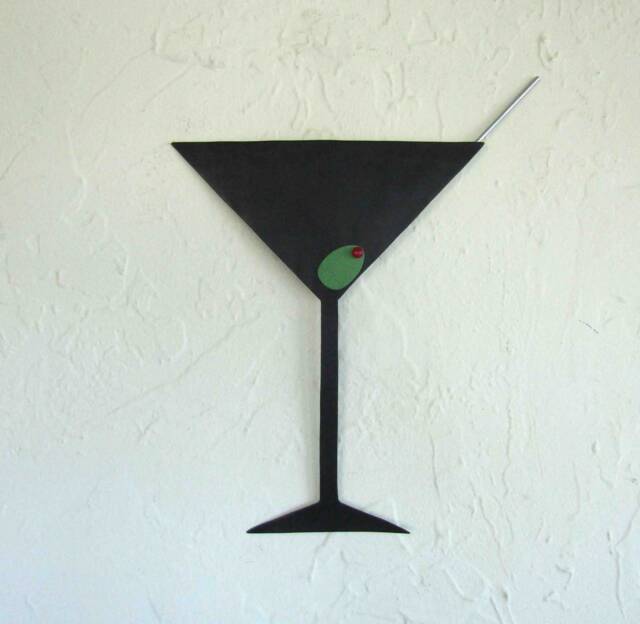 Handmade Martini Metal Wall Art Mid-Century Bar Decor - 10x13 - image 1