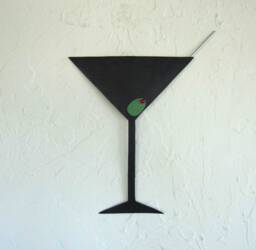 Handmade Martini Metal Wall Art Mid-Century Bar Decor - 10x13 - thumbnail 1