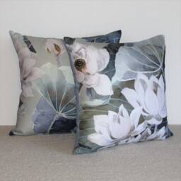 Made To Order Lotus Linen Cushion Cover - thumbnail 1