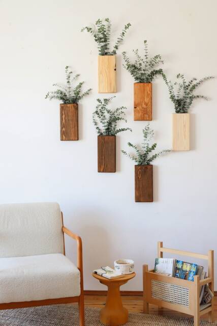 Pine Wood Wall Planter Pocket Rustic Vertical Garden Decor - image 1
