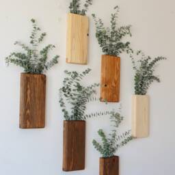 Pine Wood Wall Planter Pocket Rustic Vertical Garden Decor - thumbnail 3