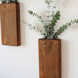 Pine Wood Wall Planter Pocket Rustic Vertical Garden Decor - thumbnail 2