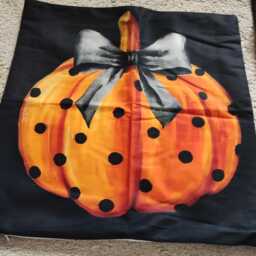 Vintage Polka Dot Pumpkin Cushion Cover Spooky Halloween Decor - thumbnail 2