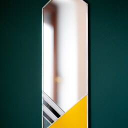 stained Glass Wall Mirror Mid-Century Modern Yellow & Black Decor - thumbnail 2