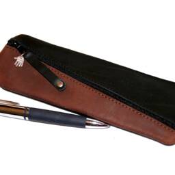 Pencil Case Nappa Leather Two-Tone Diagonal Pencil Pen Gift Teacher Handmade Bag - thumbnail 2