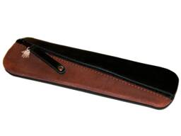 Pencil Case Nappa Leather Two-Tone Diagonal Pencil Pen Gift Teacher Handmade Bag - thumbnail 1