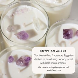 Leo Zodiac Candle Iridescent Label, Crystals, Egyptian Amber Scent - thumbnail 3