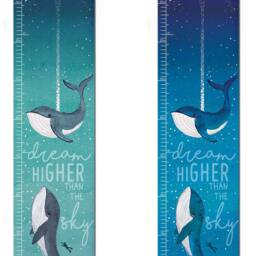 Personalised Whales Dream Deeper Than The Ocean Canvas Height Growth Chart, Kid's Wall Hanging, Sea Life Nursery Decor in Feet, cm's - thumbnail 3