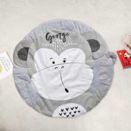 Personalised Baby Playmat - Cheeky Monkey Design, Soft Cotton, 90cm