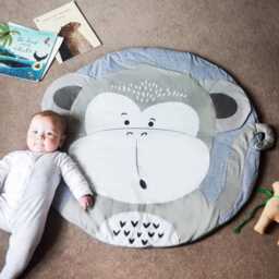 Personalised Baby Playmat - Cheeky Monkey Design, Soft Cotton, 90cm - thumbnail 2