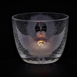 Lantern Candle Holder Angel & Sun Deep Cut Engraving Mouth Blown Hand Engraved - thumbnail 1