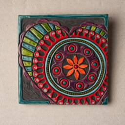 Full Heart Mounted Handmade Tile, Ceramic & Mosaic Wall Art, 8 Inch - Made To Order - thumbnail 1