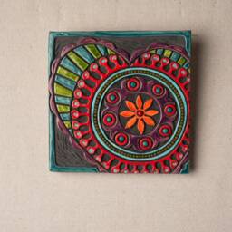 Full Heart Mounted Handmade Tile, Ceramic & Mosaic Wall Art, 8 Inch - Made To Order - thumbnail 3