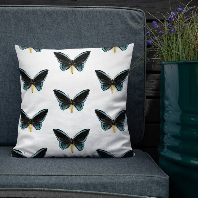 Birdwing Butterfly Cushion, Handmade Housewarming Gift, Home Decor Pillow For Bedroom, Couch, Or Sofa. Large Decorative Pillows - image 1