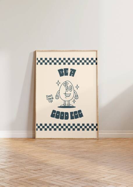 Retro Wall Art, Kitchen Print, Cartoon Poster, Be A Good Egg Funny Vintage Prints, Cool Decor - image 1