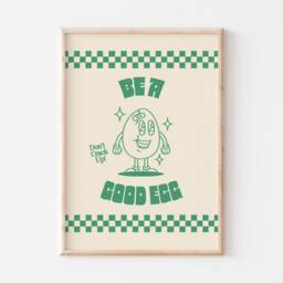 Retro Wall Art, Kitchen Print, Cartoon Poster, Be A Good Egg Funny Vintage Prints, Cool Decor - thumbnail 2