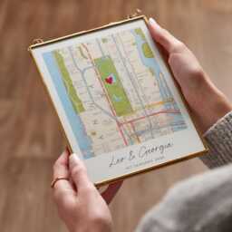 Personalised Vintage Map Picture - Hand Stitched Heart Anniversary Gift - thumbnail 1