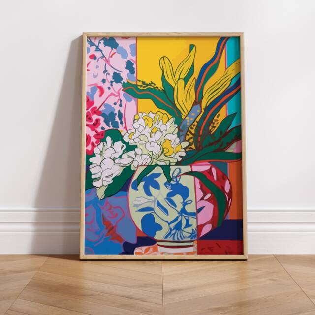 White Flower Abstract Art Poster - Unique Painting For Teen Girl Room Decor - image 1